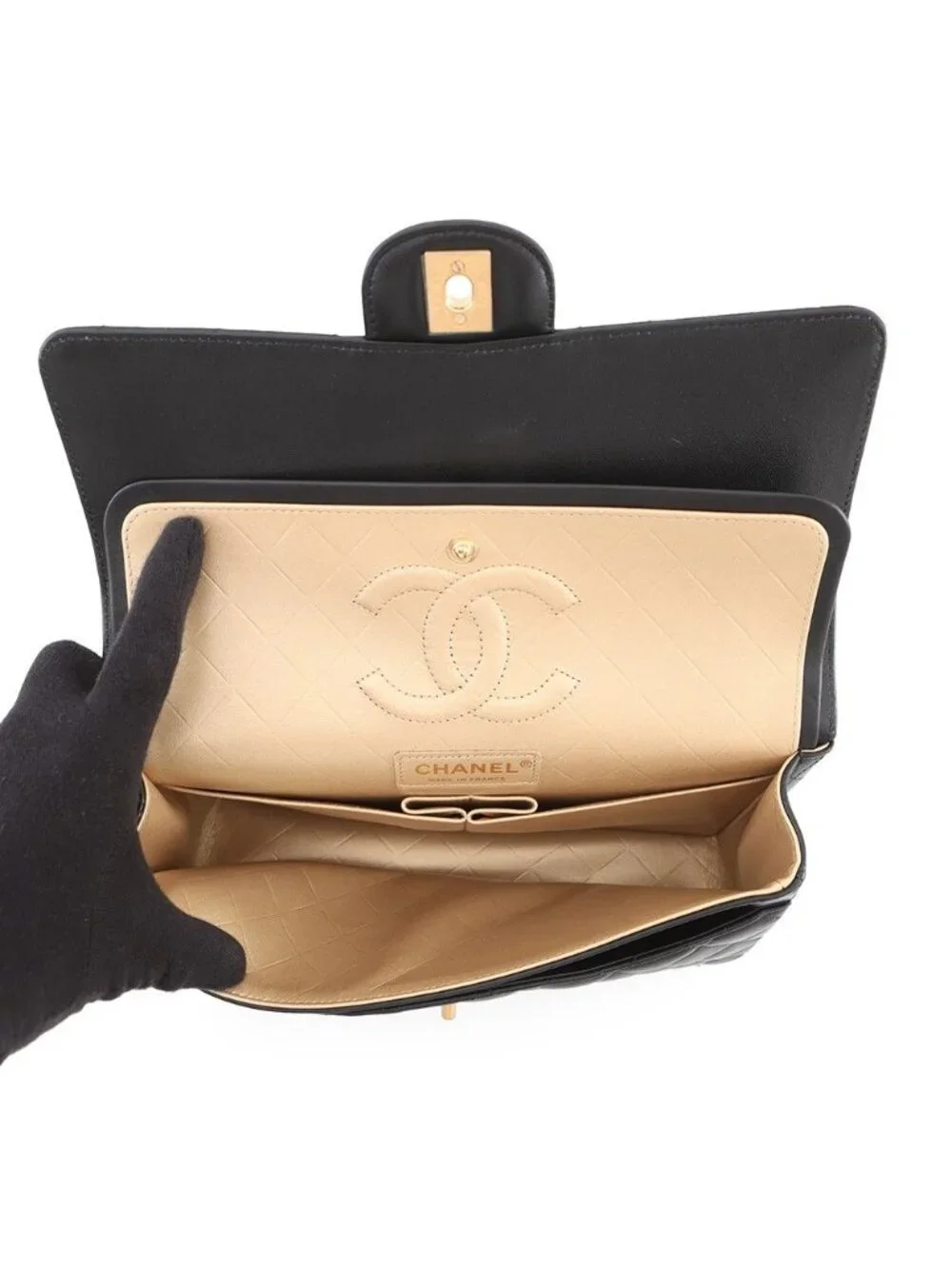 Chanel Chain Shoulder Bag Quilted 25 CC Logo Icon Charm Lambskin Double Black